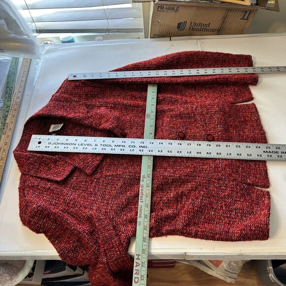 Vtg Red Womens Blazer XL 16 Tweed Knit Button Jacket USA Sag Harbor Rust - Picture 8 of 8